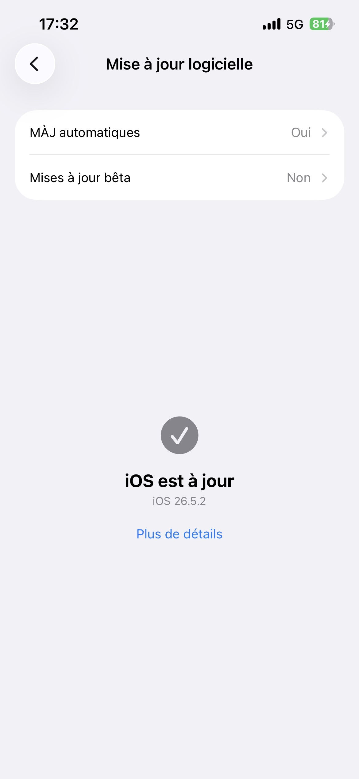 Mises a jour beta desactivees dans iOS